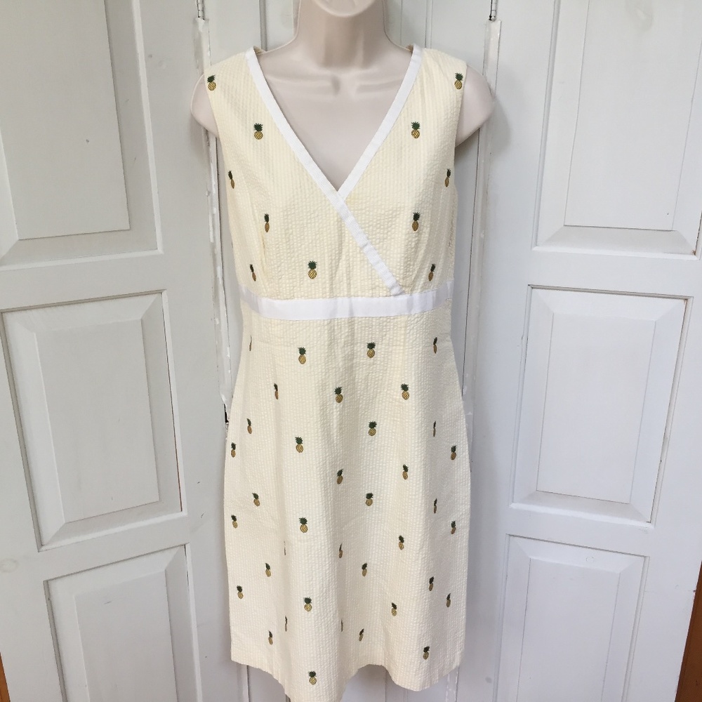 Brooks Brothers Yellow Seersucker Pineapple Dress